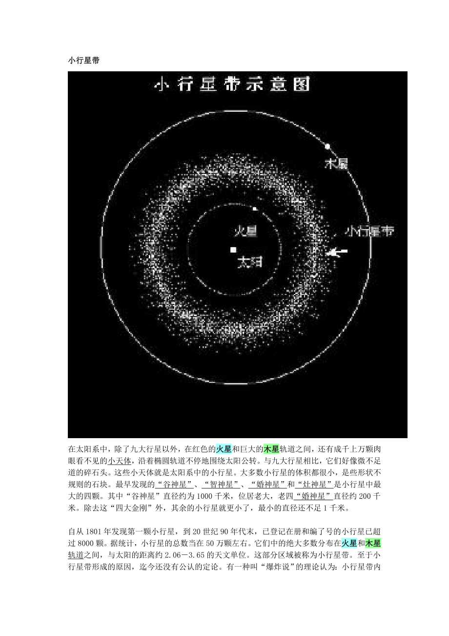 (含彩图)小行星带、木星、火星,太阳系_第1页