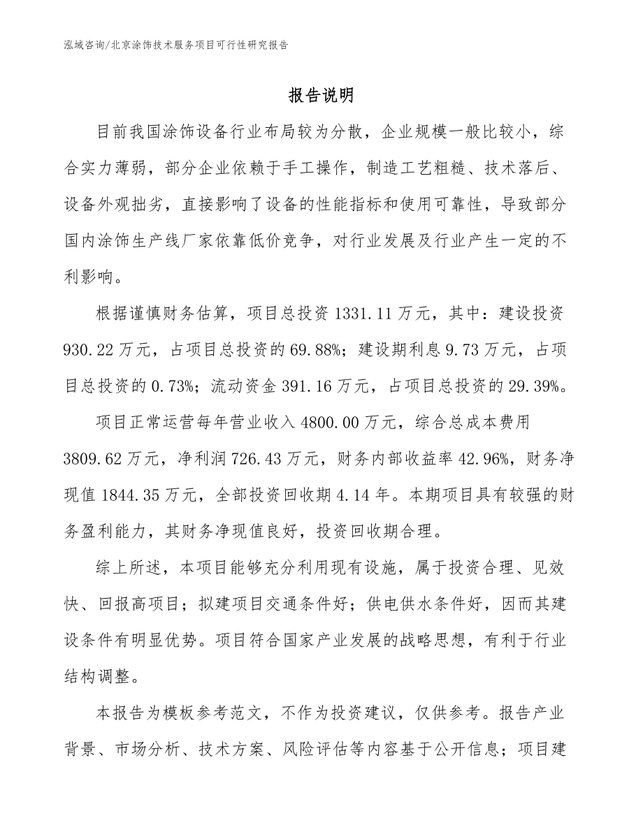 北京涂饰技术服务项目可行性研究报告_第1页