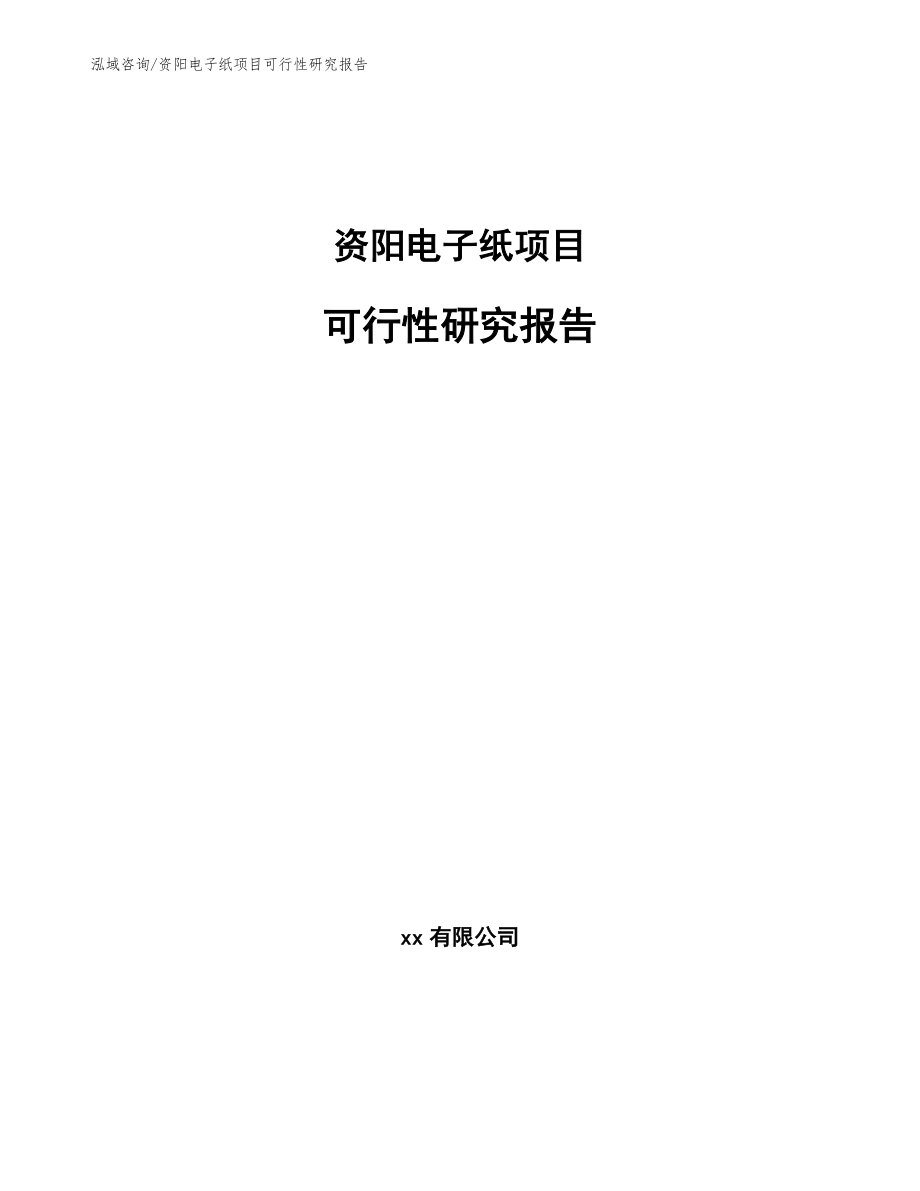 资阳电子纸项目可行性研究报告【范文参考】_第1页