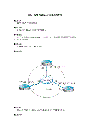 实验OSPFNBMA网络类型配置