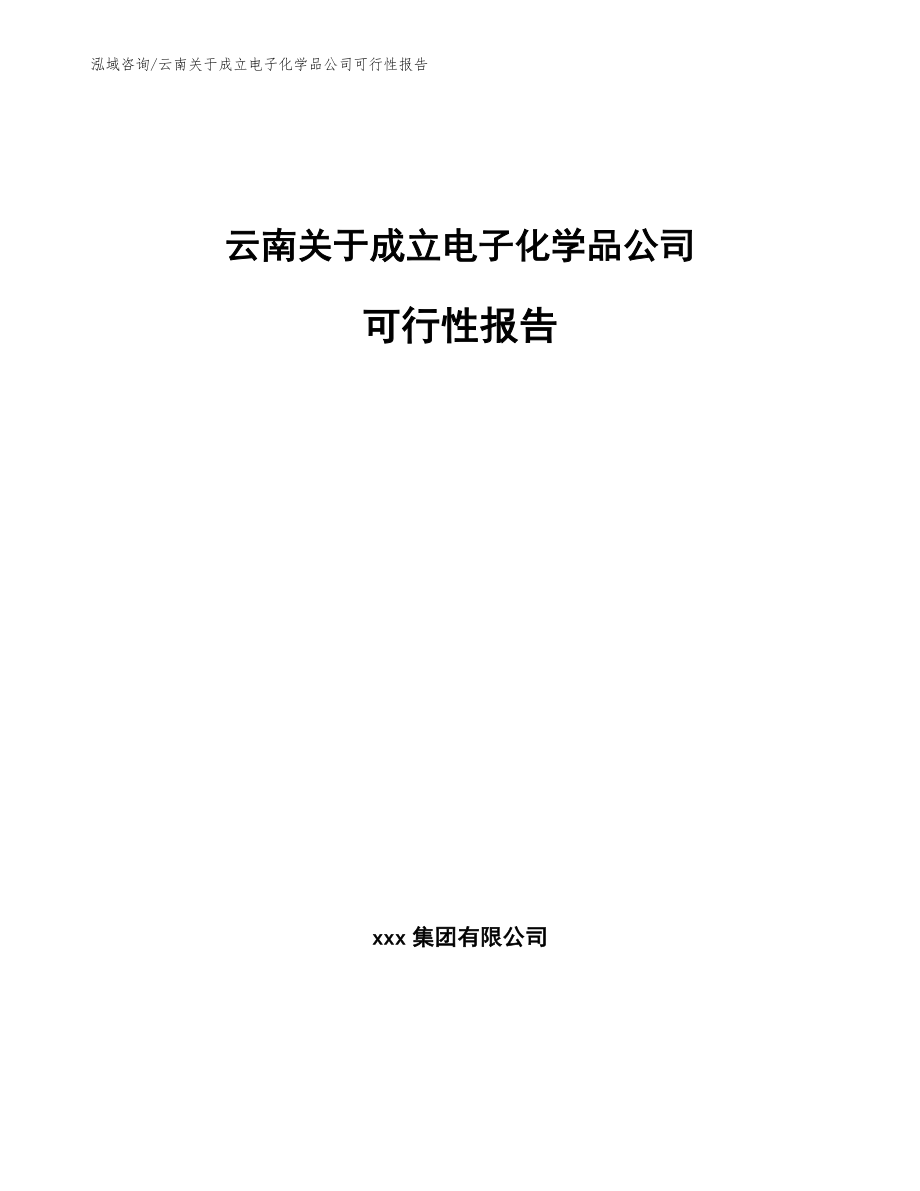 云南关于成立电子化学品公司可行性报告（模板范本）_第1页