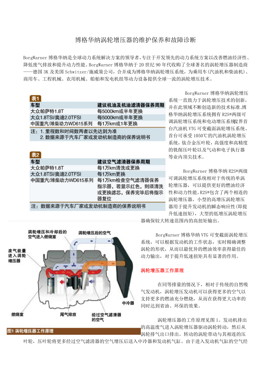 博格华纳涡轮增压器的维护保养和故障诊断(精品)_第1页