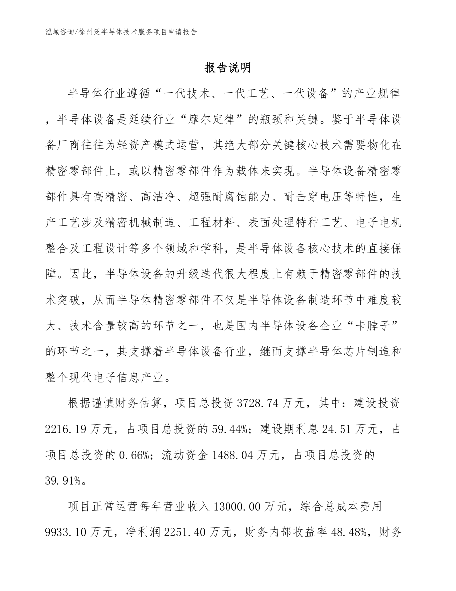 徐州泛半导体技术服务项目申请报告_参考范文_第1页