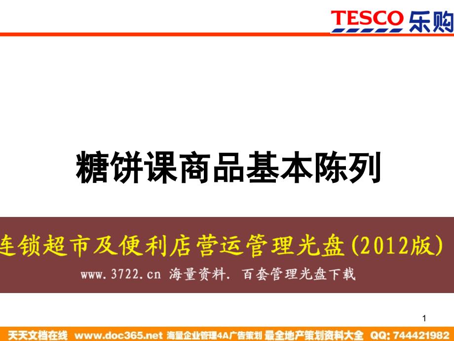 [精选]乐购连锁超市陈列原则说明(糖饼课商品基本陈列饼)ppt39106_第1页