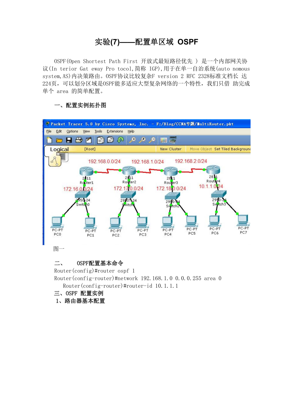 实验——配置动态路由OSPF(模拟)_第1页
