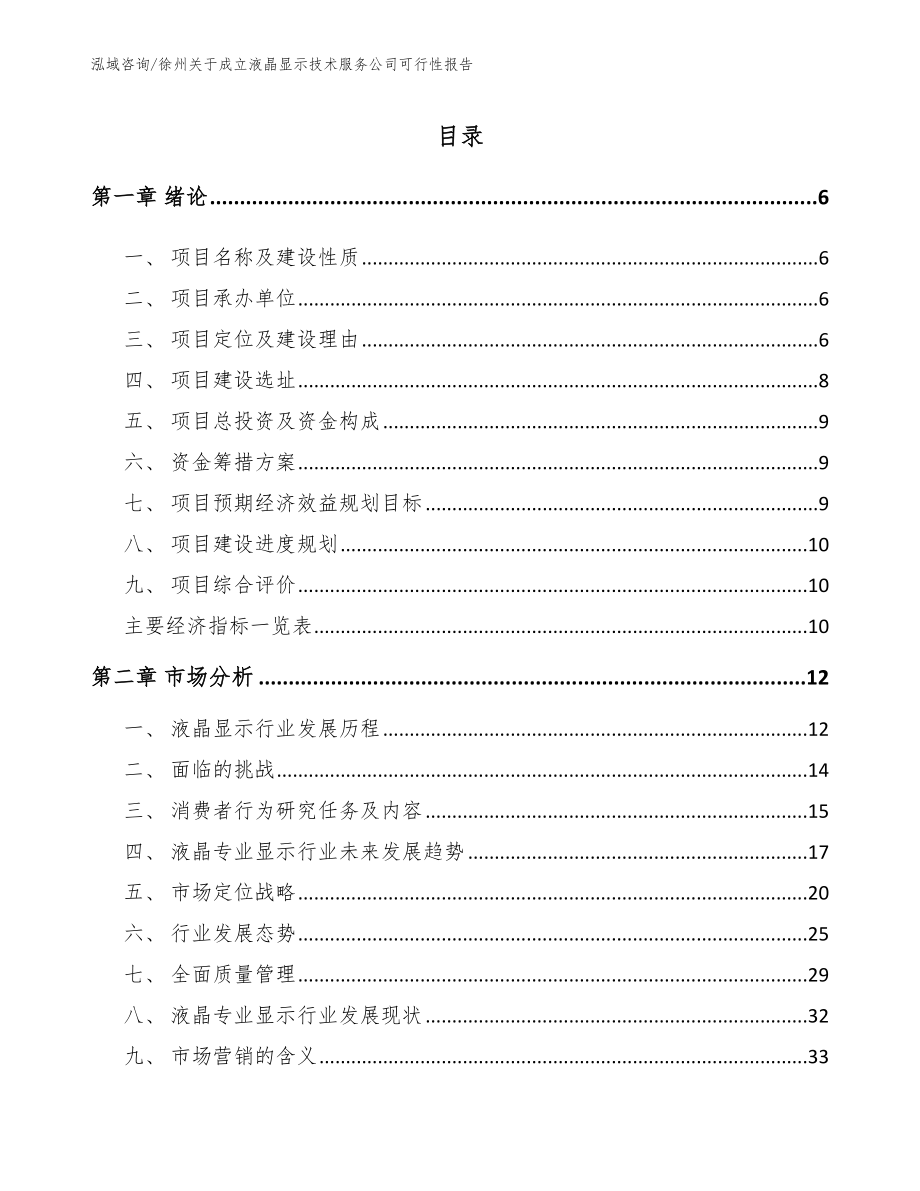 徐州关于成立液晶显示技术服务公司可行性报告_第1页