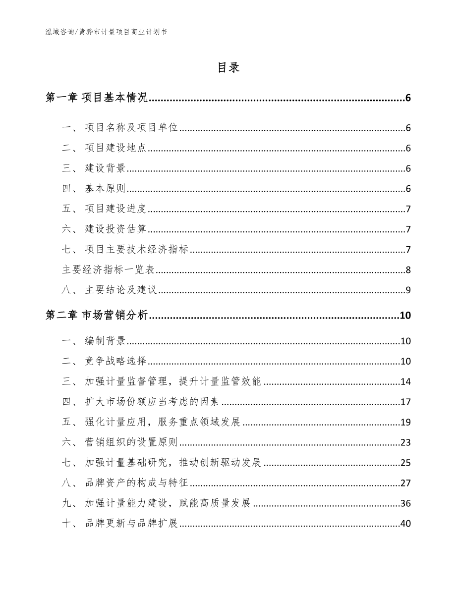 黄骅市计量项目商业计划书_模板范文_第1页