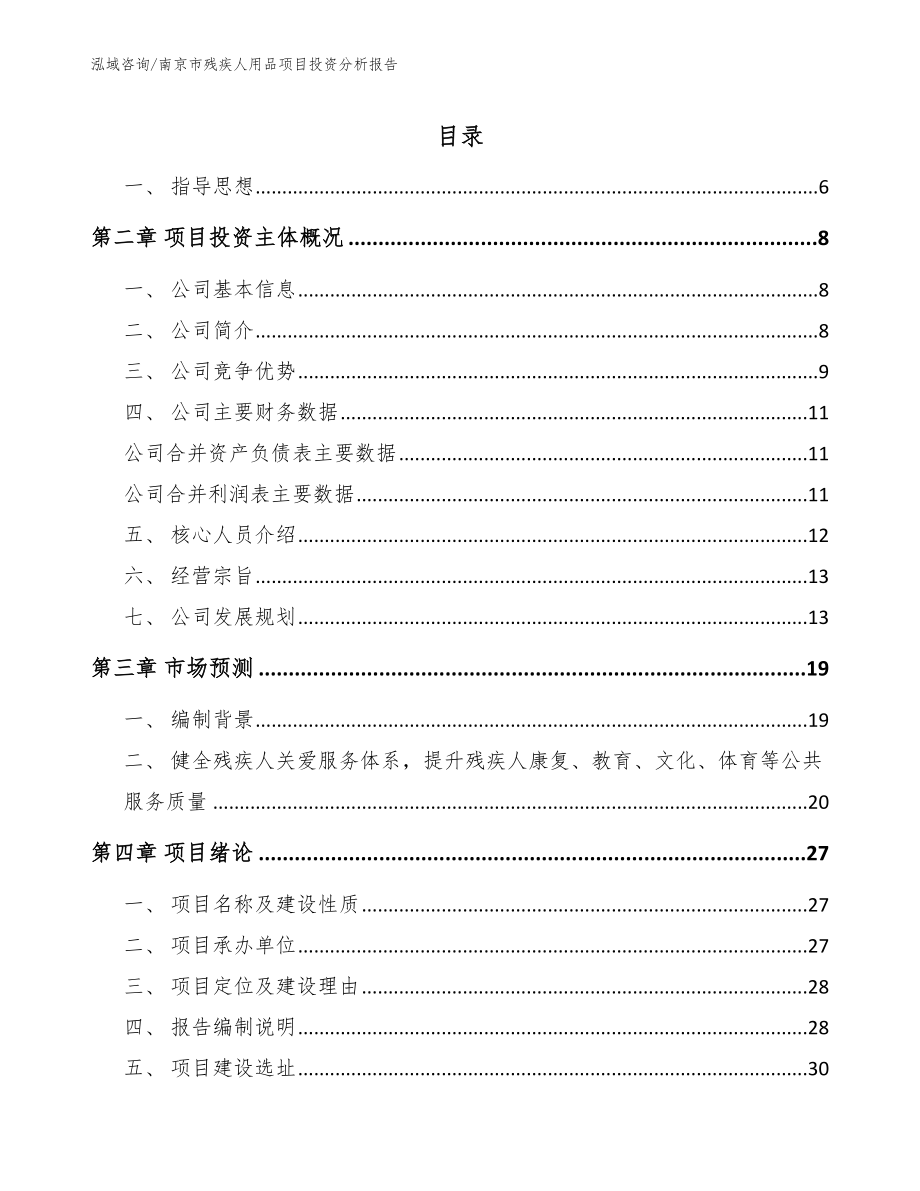 南京市残疾人用品项目投资分析报告_模板范文_第1页