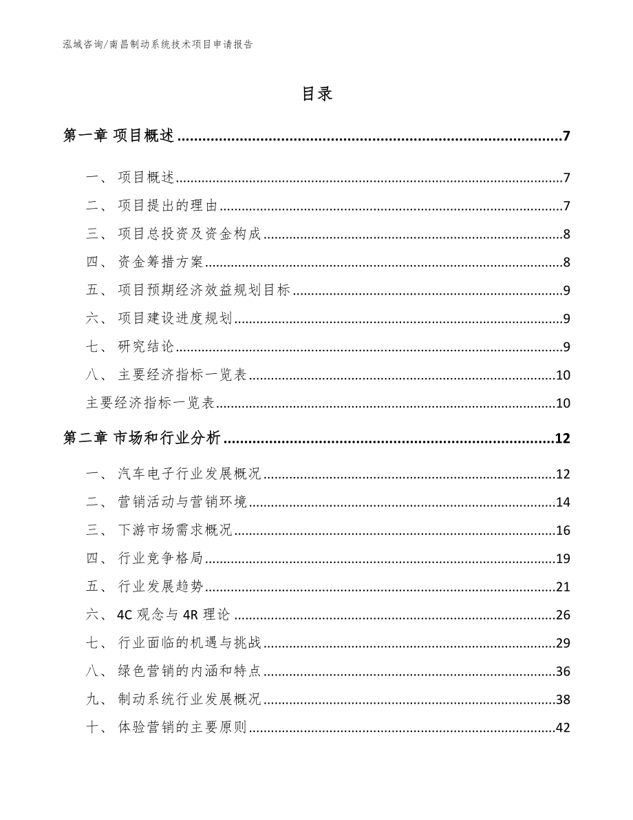 南昌制动系统技术项目申请报告_第1页