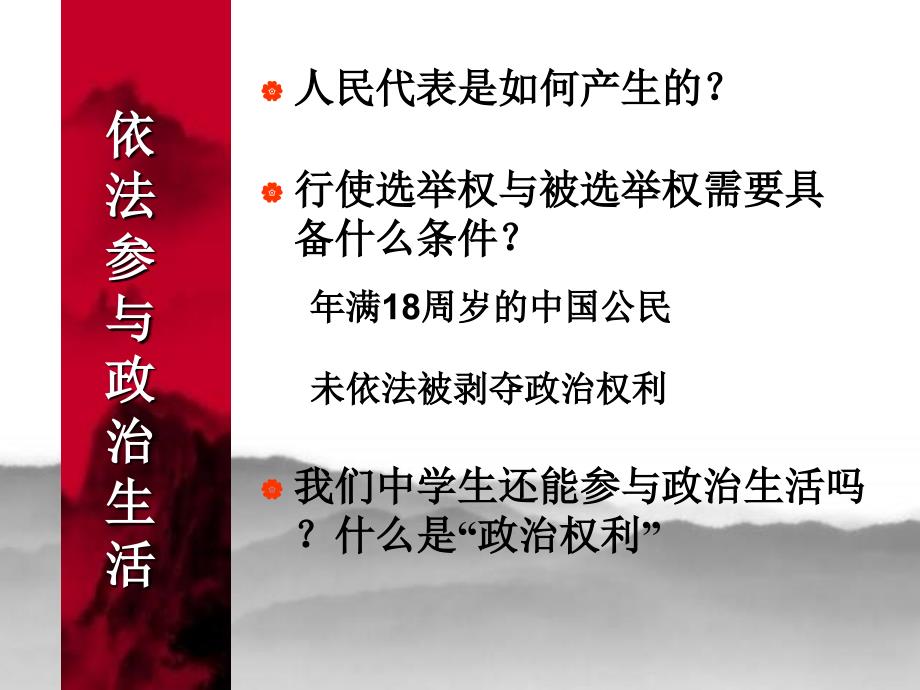 教育专题：九年级政治依法参与政治生活_第1页