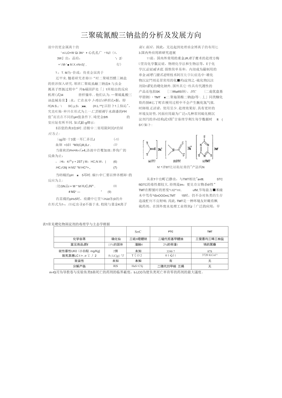 三聚硫氰酸三钠盐的分析及发展方向_第1页