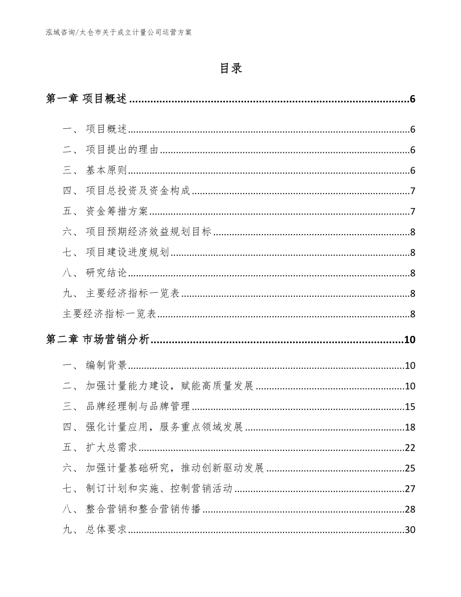 太仓市关于成立计量公司运营方案【模板参考】_第1页