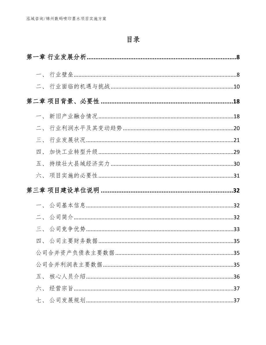 锦州数码喷印墨水项目实施方案【模板范本】_第1页