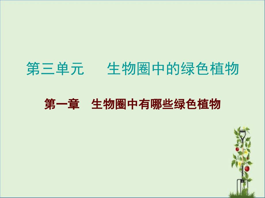 2017广东中考总复习生物第三单元生物圈中的绿色植物第一章-生物圈中有哪些绿色植物资料优秀PPT_第1页