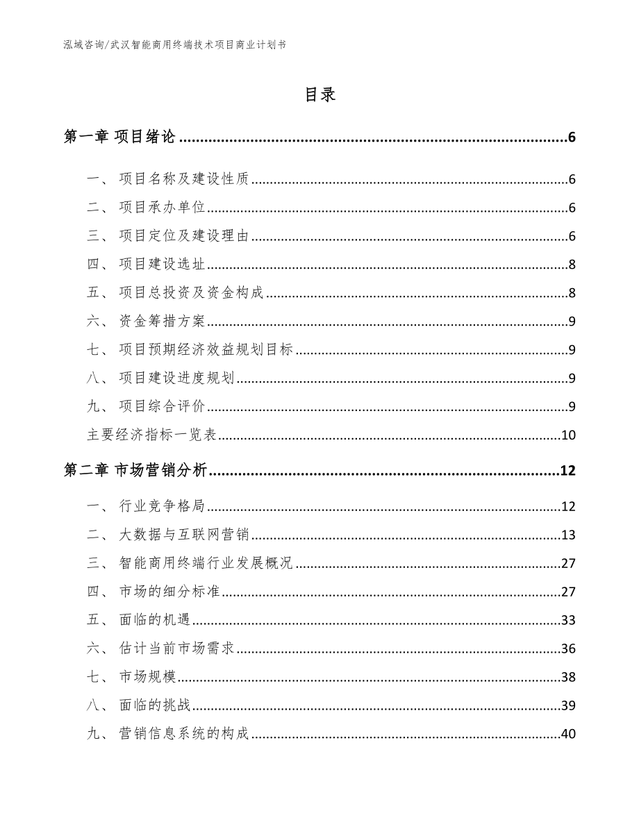 武汉智能商用终端技术项目商业计划书_范文模板_第1页