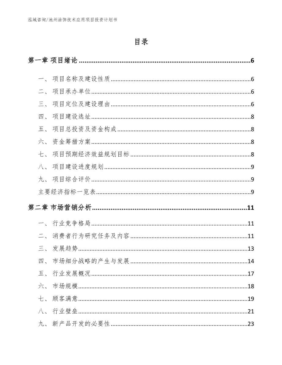 池州涂饰技术应用项目投资计划书【模板范本】_第1页