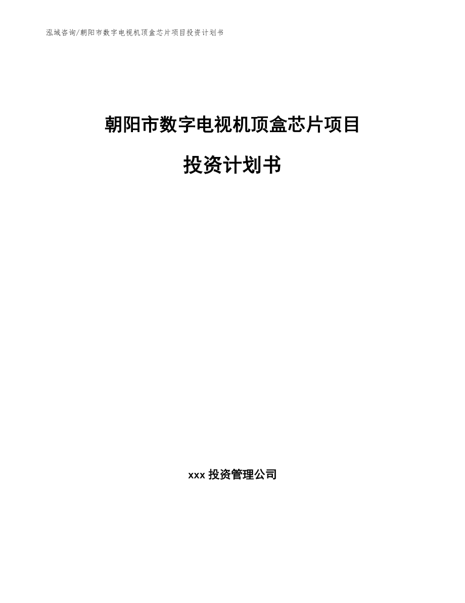 朝阳市数字电视机顶盒芯片项目投资计划书（参考模板）_第1页