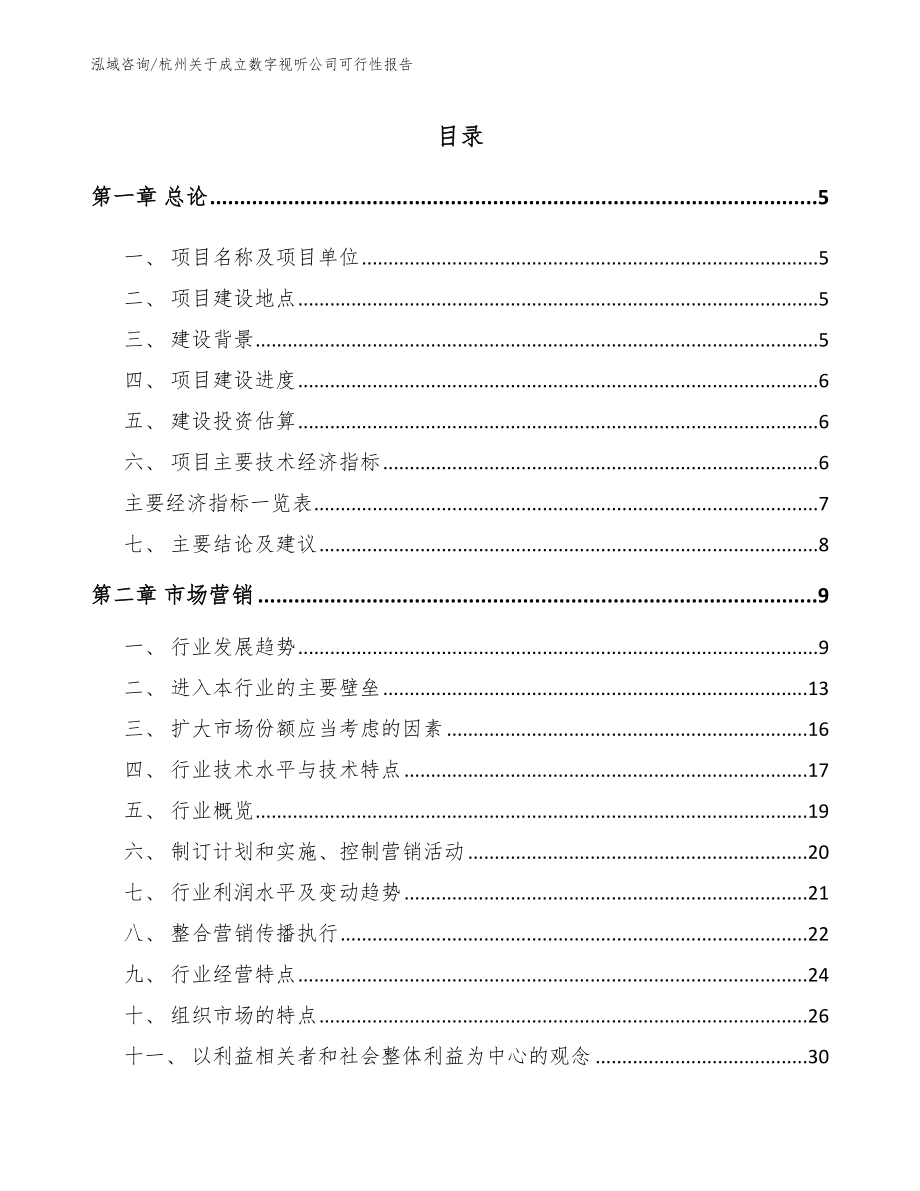 杭州关于成立数字视听公司可行性报告（模板范本）_第1页