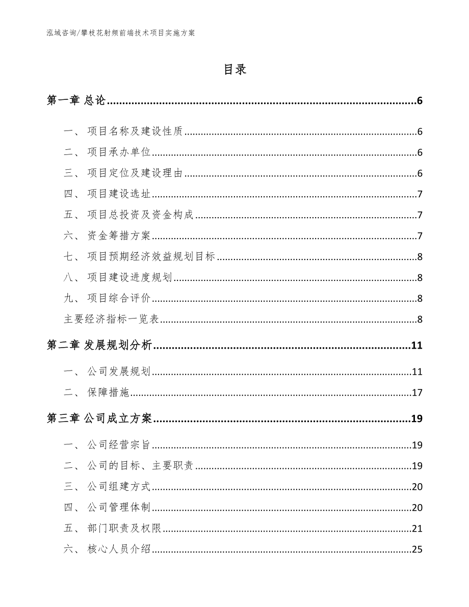 攀枝花射频前端技术项目实施方案_第1页