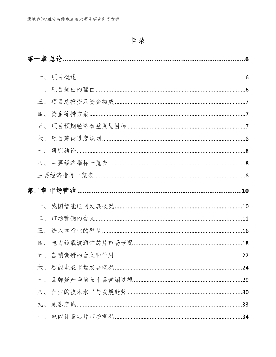 雅安智能电表技术项目招商引资方案_第1页