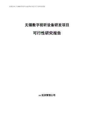 无锡数字视听设备研发项目可行性研究报告