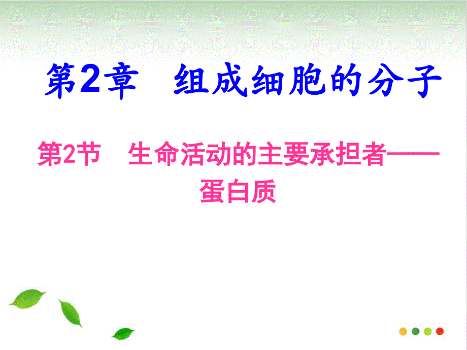 生命活动的主要承担着——蛋白质课件_第1页