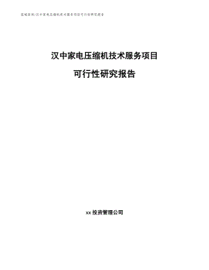 汉中家电压缩机技术服务项目可行性研究报告
