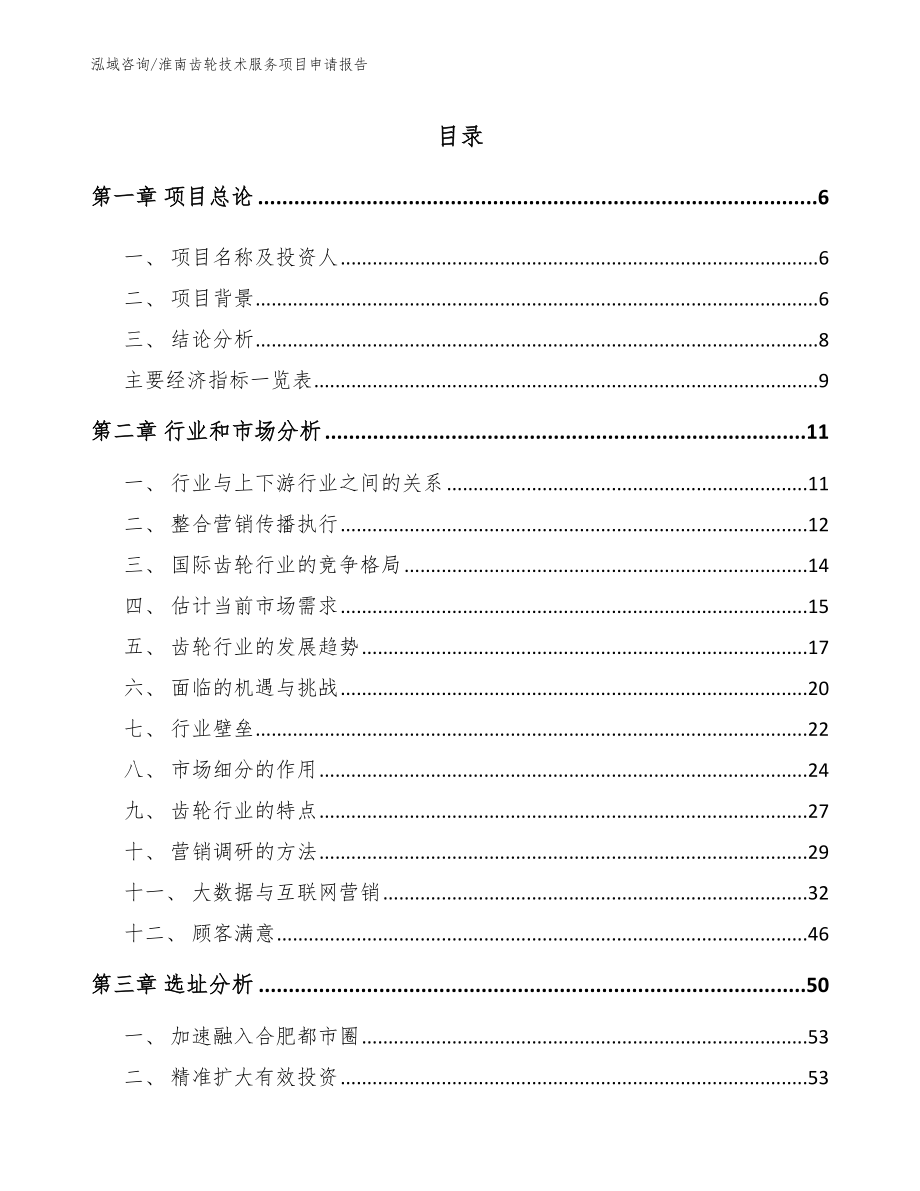 淮南齿轮技术服务项目申请报告_第1页