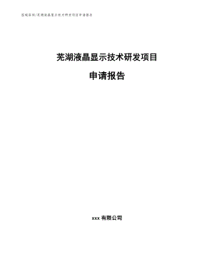 芜湖液晶显示技术研发项目申请报告