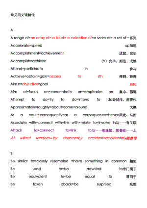 2023年英语四级常见同义词替换