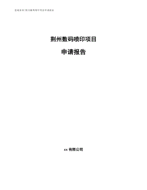 荆州数码喷印项目申请报告【参考范文】