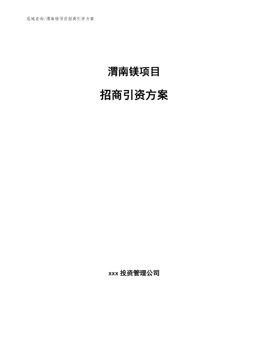 渭南镁项目招商引资方案模板范本_第1页