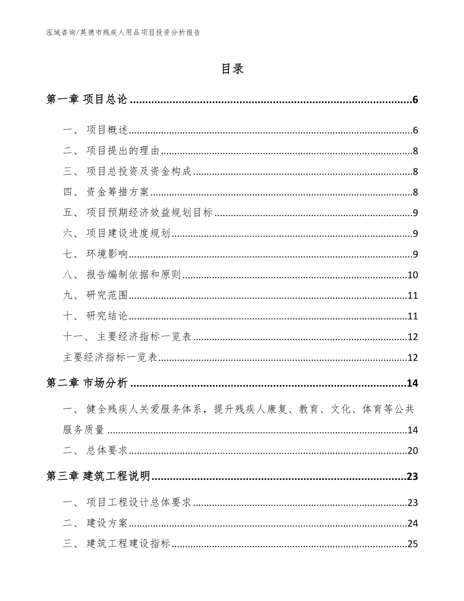 英德市残疾人用品项目投资分析报告模板范本_第1页