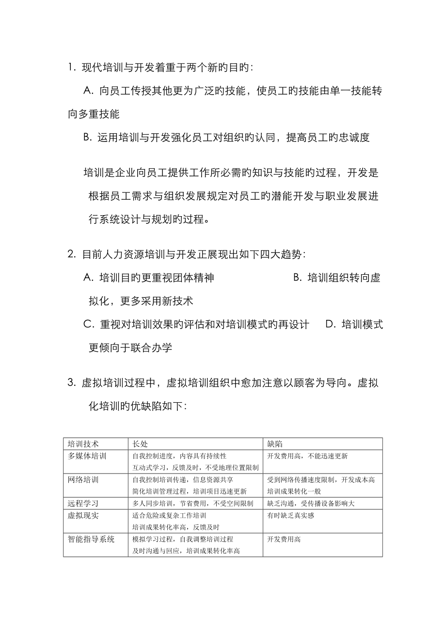 2023年上海人力资源管理师二级知识点汇总培训与开发_第1页