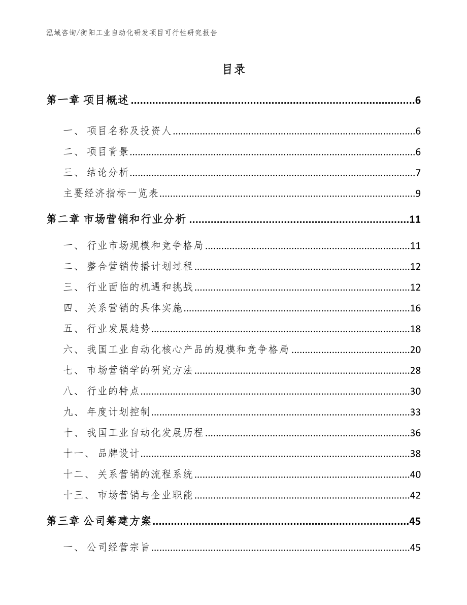 衡阳工业自动化研发项目可行性研究报告_第1页