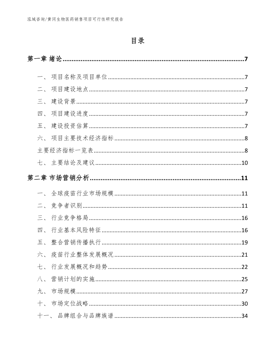 黄冈生物医药销售项目可行性研究报告（模板参考）_第1页