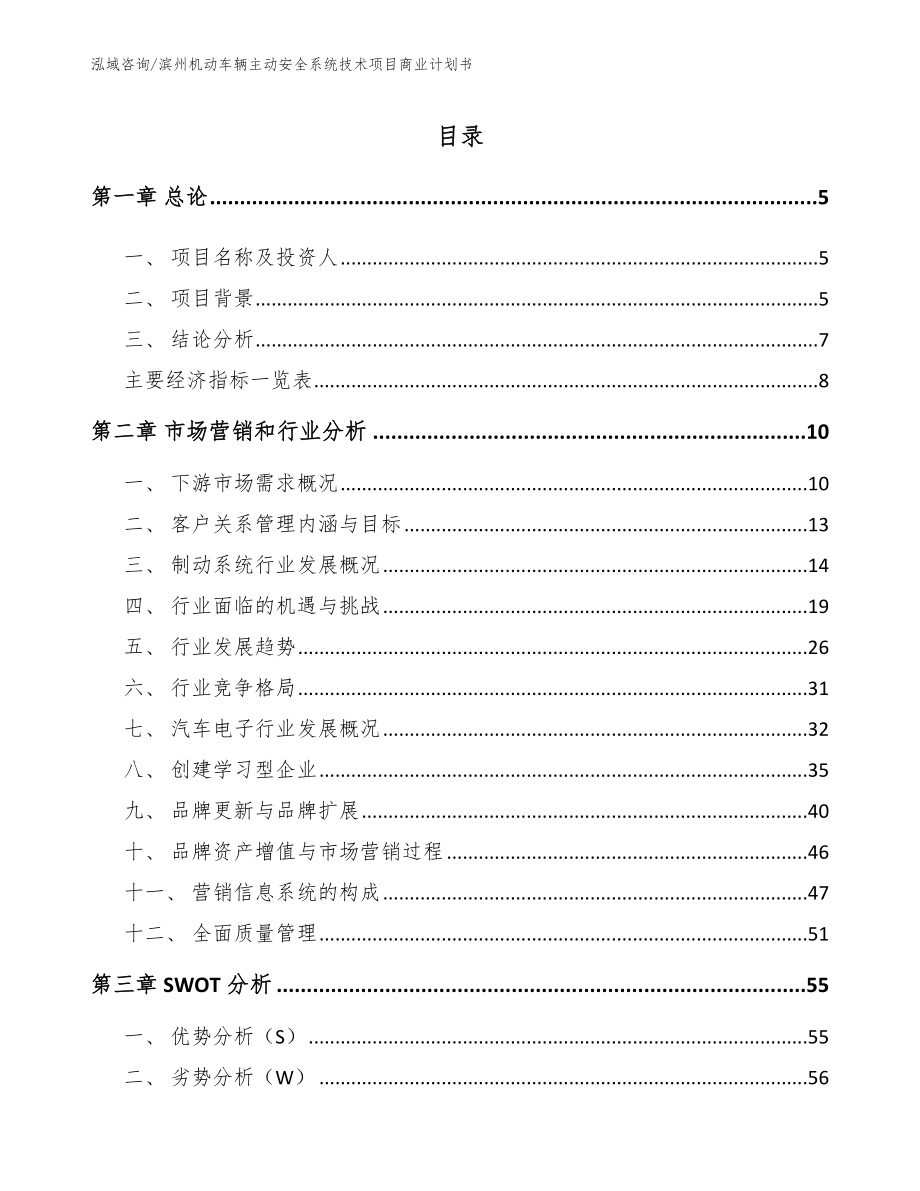 滨州机动车辆主动安全系统技术项目商业计划书_模板_第1页