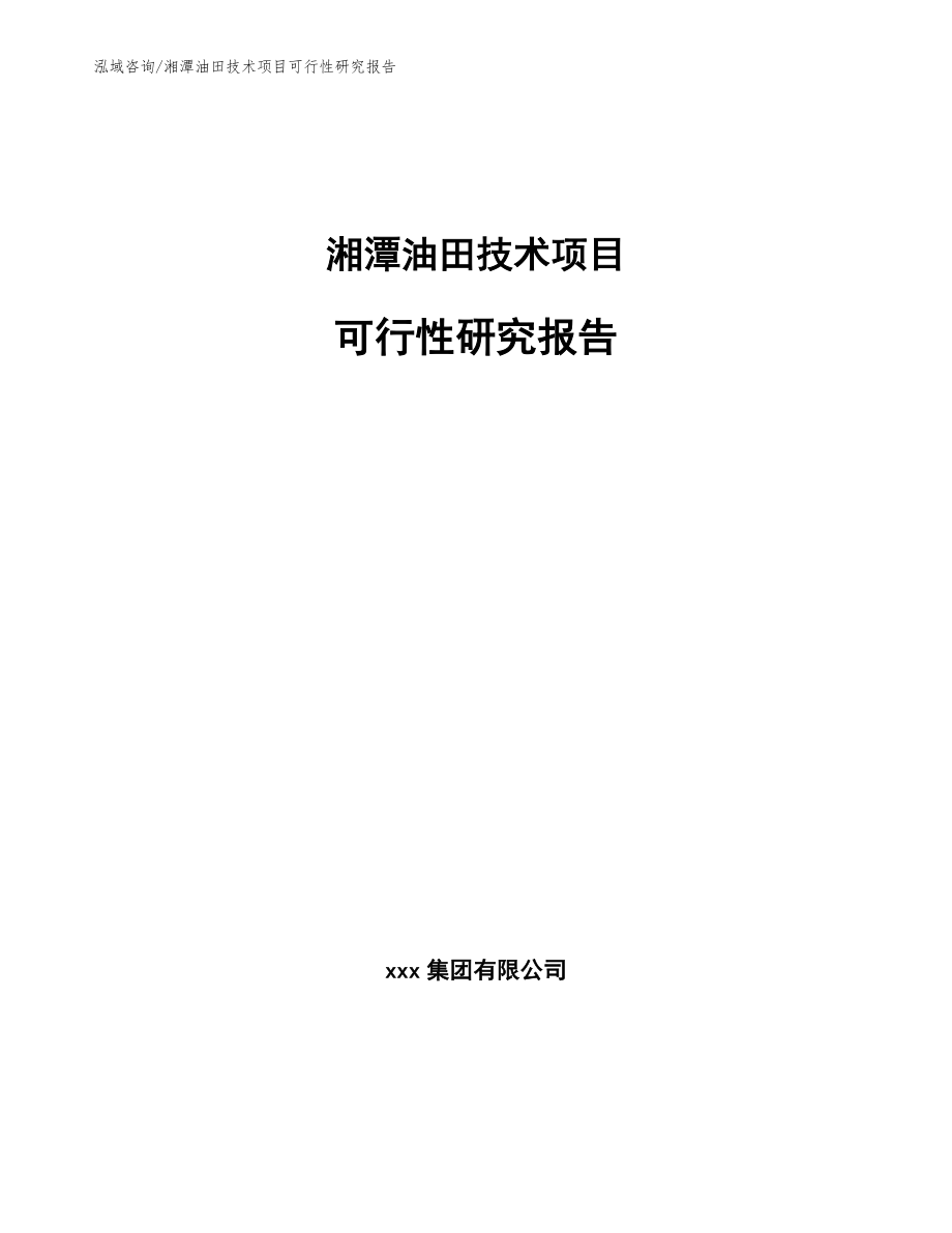 湘潭油田技术项目可行性研究报告_范文模板_第1页