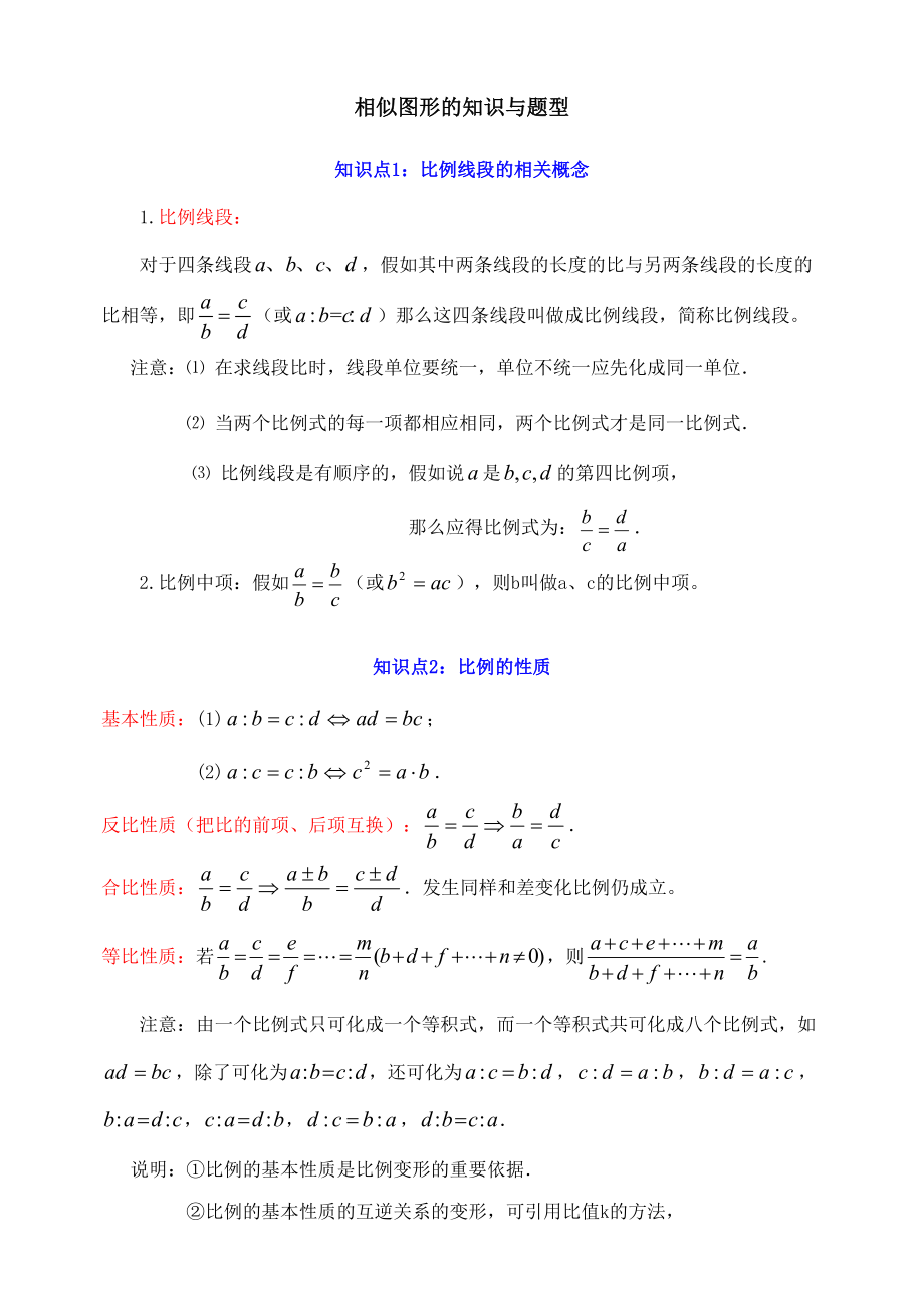 2023年相似图形知识点与题型分析_第1页