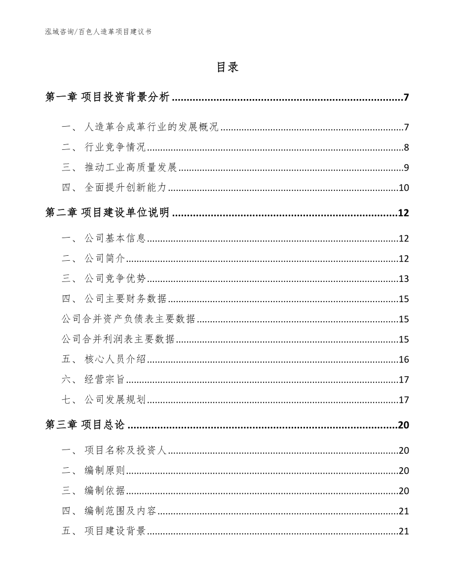 百色人造革项目建议书_第1页