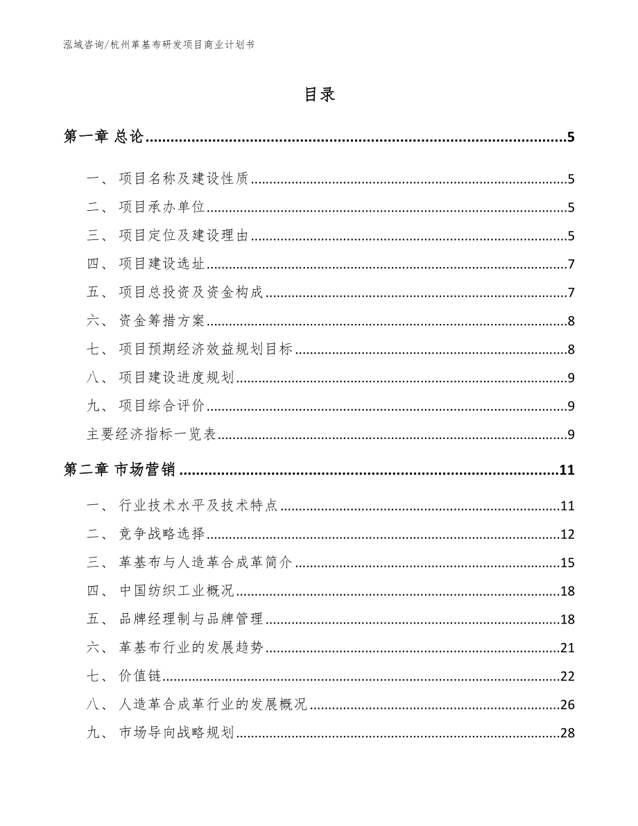 杭州革基布研发项目商业计划书模板参考_第1页