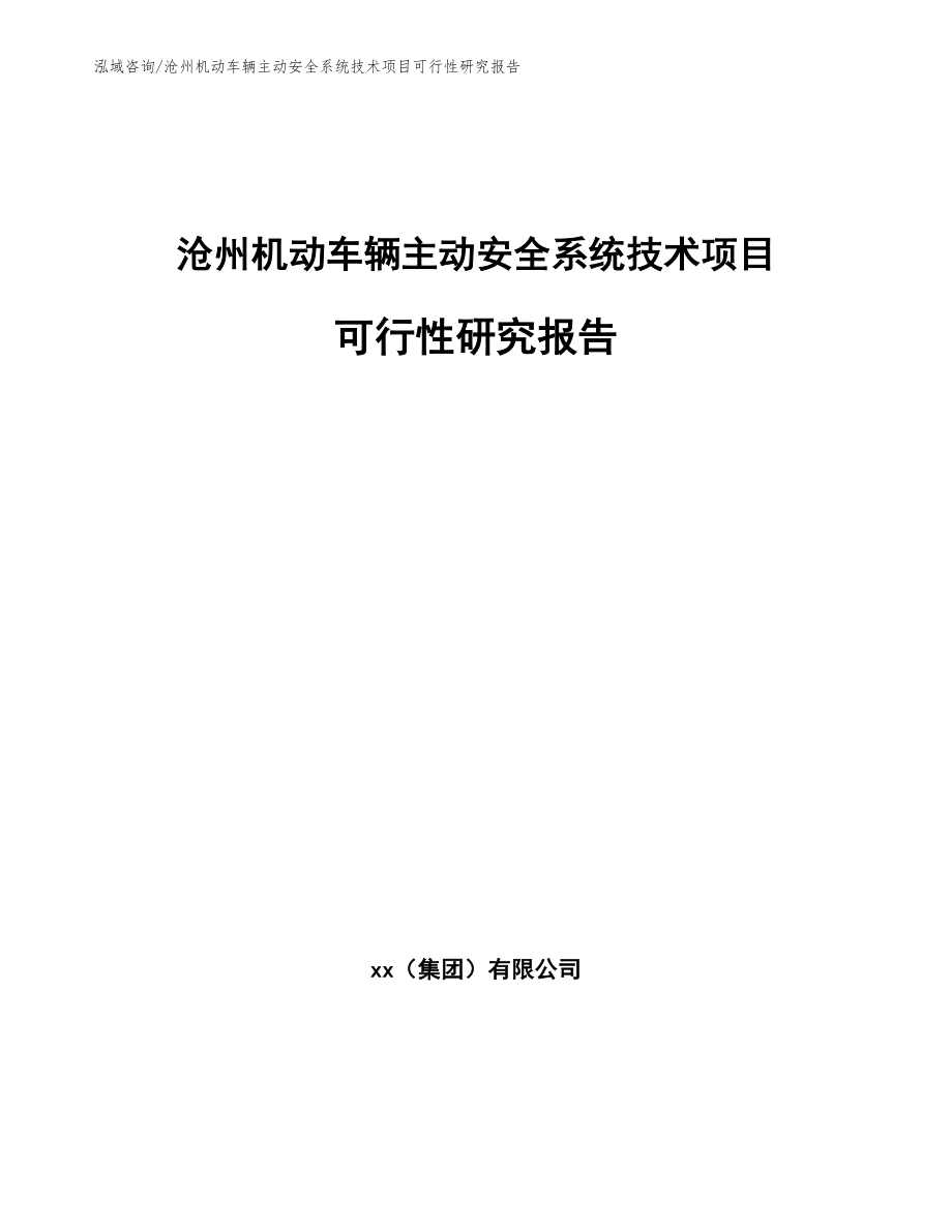 沧州机动车辆主动安全系统技术项目可行性研究报告_第1页