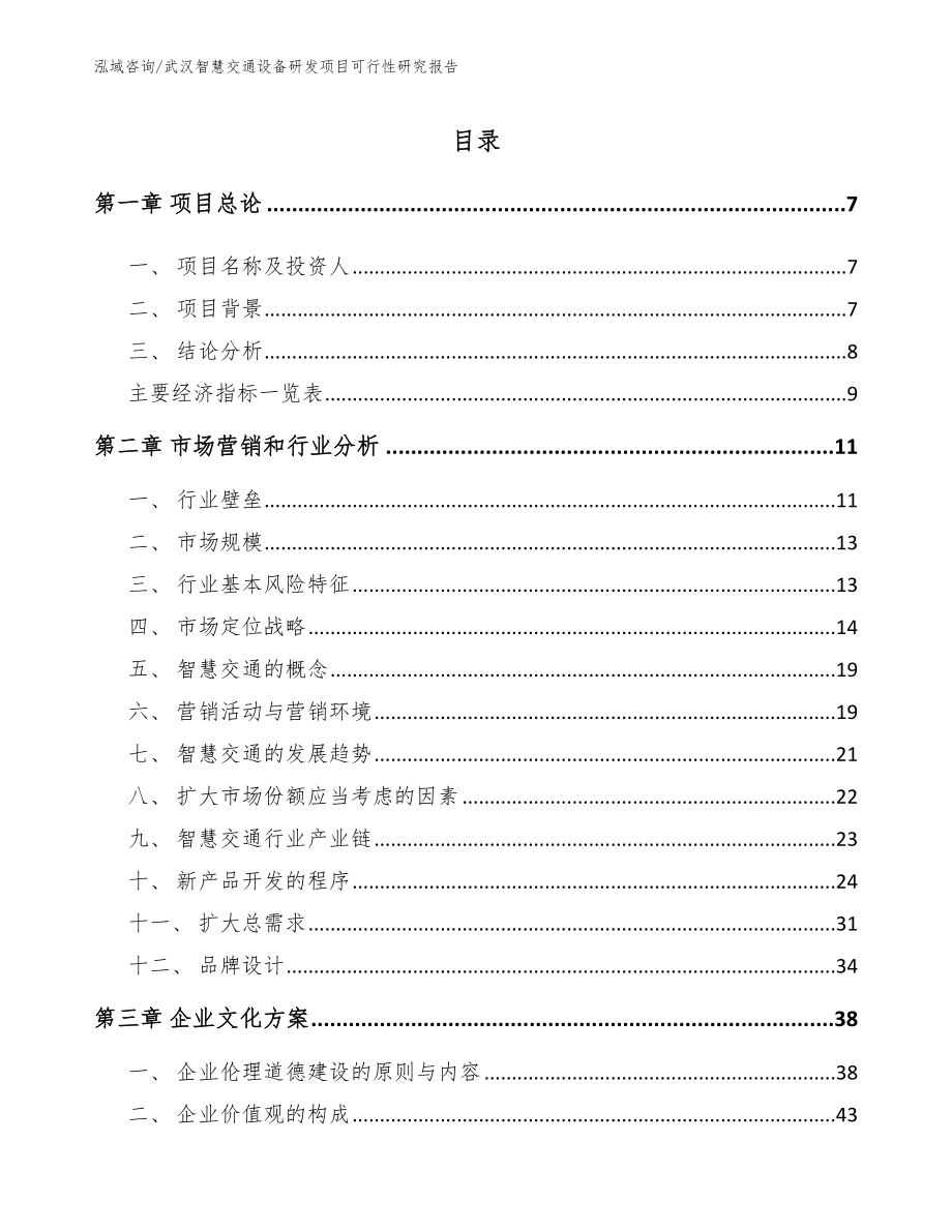 武汉智慧交通设备研发项目可行性研究报告模板_第1页