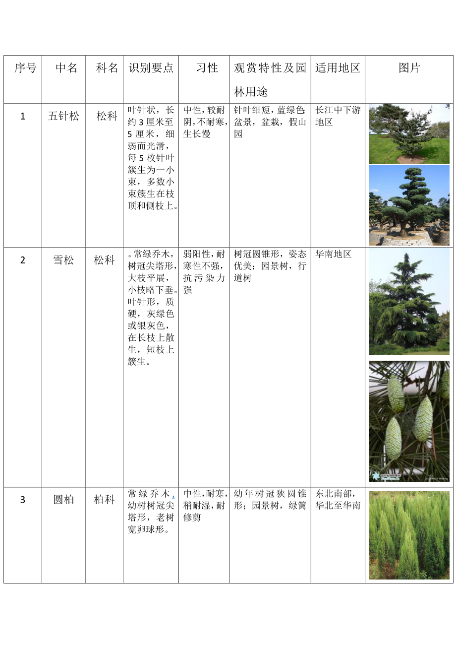 园林树木种类表_第1页