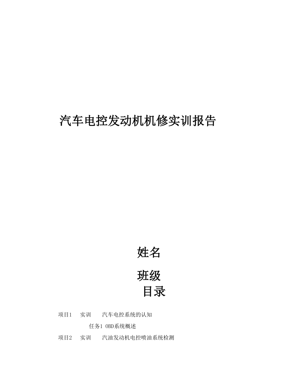 汽车电控发动机检修实训报告_第1页