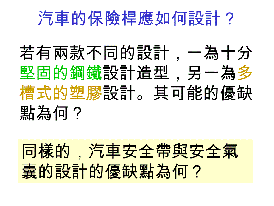 同样的,汽车安全带与安全气囊的设计的优缺点为何_第1页