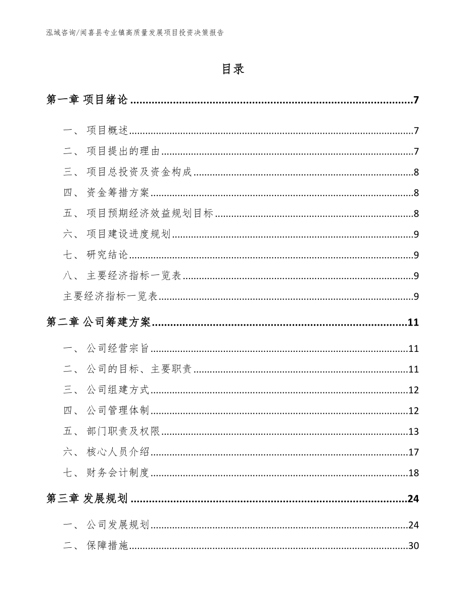闻喜县专业镇高质量发展项目投资决策报告_模板参考_第1页