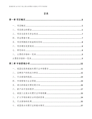 台州关于成立废水处理技术创新公司可行性报告（模板）