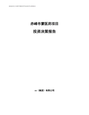 赤峰市蒙医药项目投资决策报告