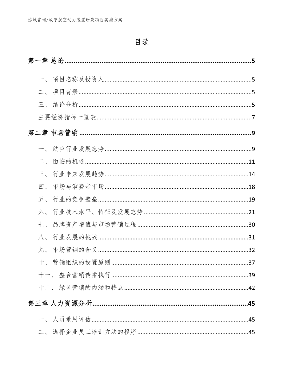 咸宁航空动力装置研发项目实施方案（参考模板）_第1页